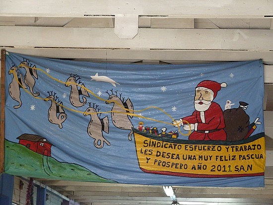der Weihnachtsmann kommt hier mit den Seepferdchen