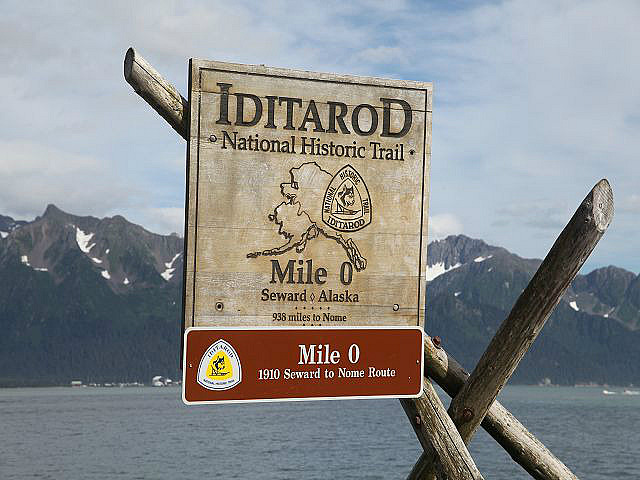 Mile "0" des Iditarod in "Seward"